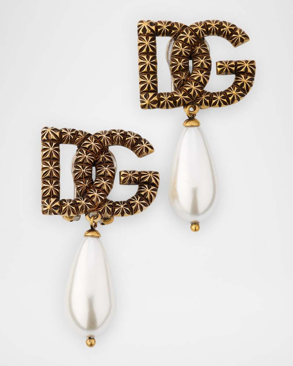 DG Logo Pearly Drop Earrings